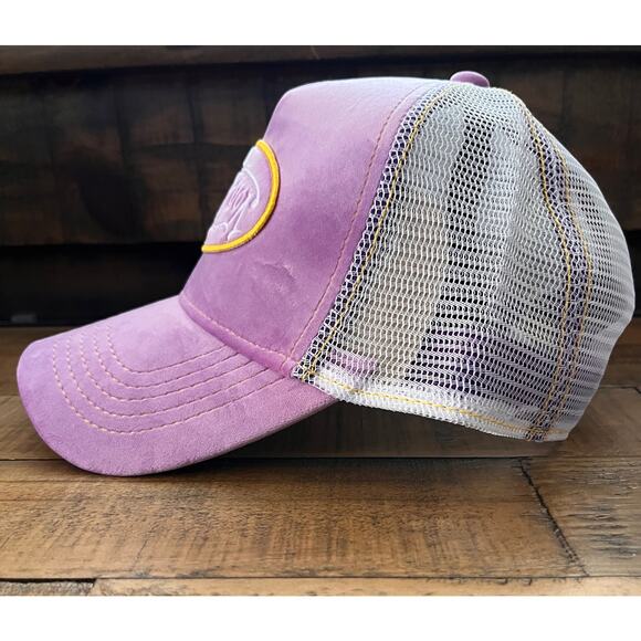 NWT VON DUTCH Official Purple Velvet Trucker Hat Upside down Logo Y2K - Picture 3 of 10